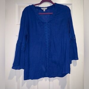 Counterparts Royal Blue V-Neck Light Weight V Trim Tunic